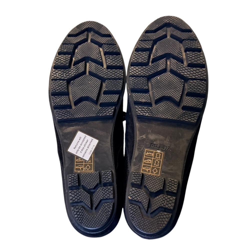 Quiet Luxury Prada Suede Wedge Ankle Boots Black Size 37.5 - Picture 9 of 10